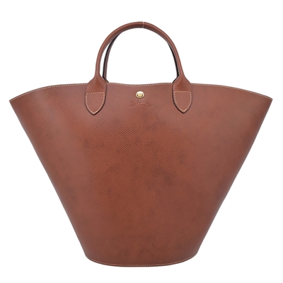 LONGCHAMP ÉPURE系列牛皮壓印手提包(特大/棕)