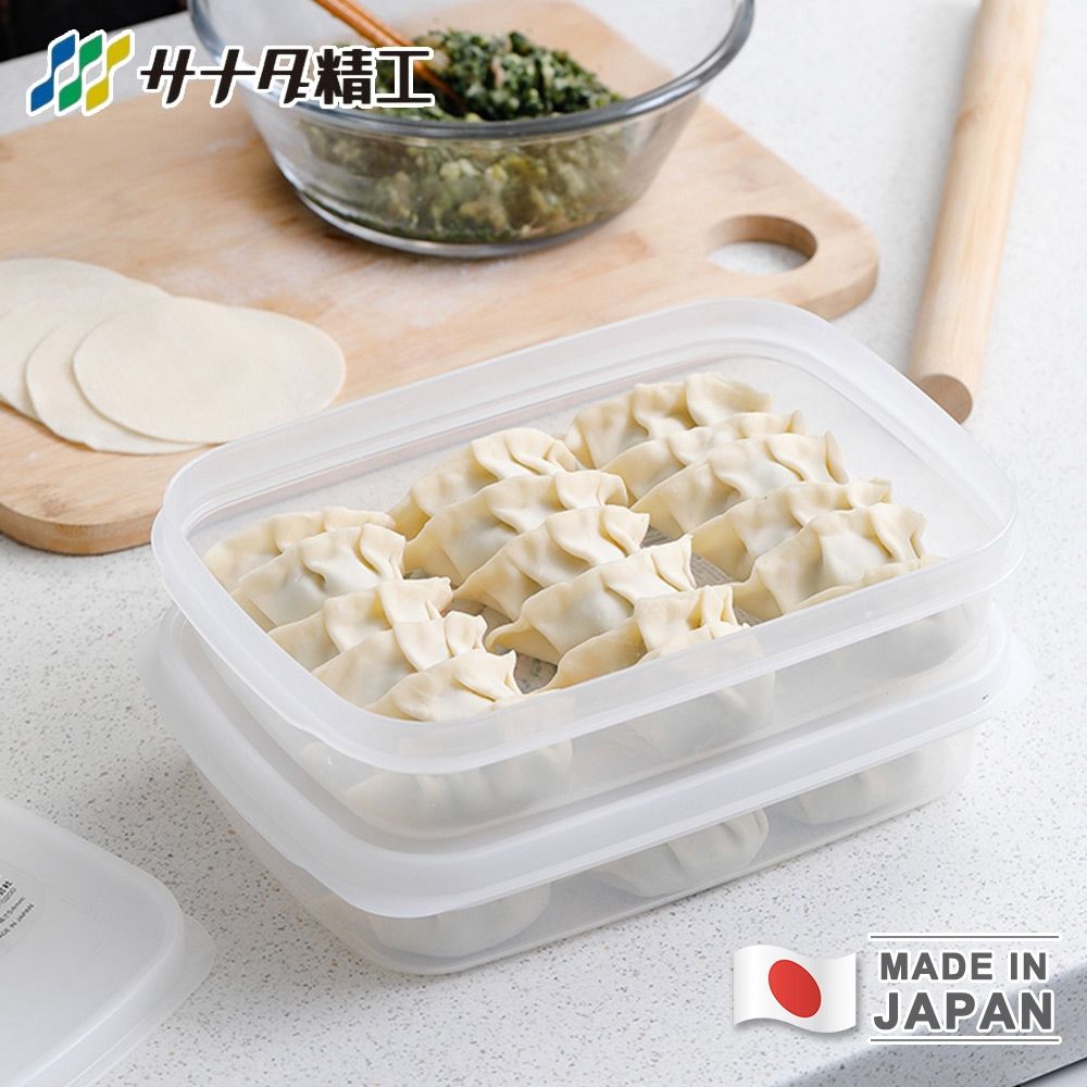 【日本SANADA】日本製扁型水餃專用冷凍保鮮盒1500ml-5件組（PP5/大容量/可堆疊）