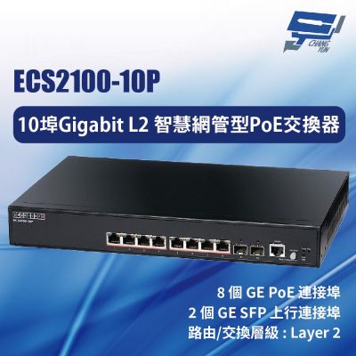 昌運監視器 Edge-corE Edgecore ECS2100-10P 10埠智慧網管型PoE交換器