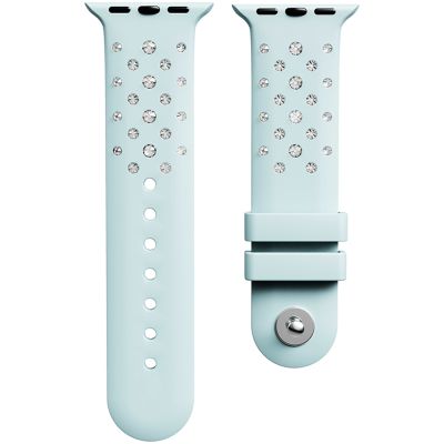 SWAROVSKI 施華洛世奇 Apple Watch 水晶矽膠錶帶 40/41mm適用 周年慶獻禮 送禮推薦-水藍色 (不含手錶)
