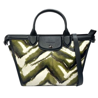 【LONGCHAMP】L1117865292 heritage系列 馬毛斜背手提兩用包   (軍綠花紋)