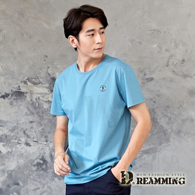 Dreamming 潮流昆蟲圓標字母萊卡彈力圓領短T 親膚 涼感 透氣-共二色