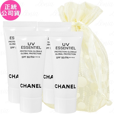 CHANEL香奈兒 CHANEL 香奈兒 珍珠光感UV隔離凝露 SPF50/PA++++(5ml)*4旅行袋組(公司貨)