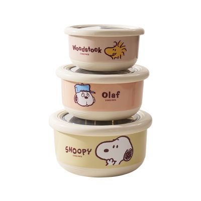 【SENSE LAB·好感製所】Snoopy史努比小食光#304不銹鋼保鮮碗3入組(1200ml+720ml+420ml)