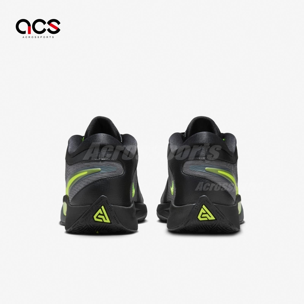 Nike 籃球鞋Giannis Freak 6 EP Naija 男鞋黑灰螢光綠字母哥氣墊FJ7807 