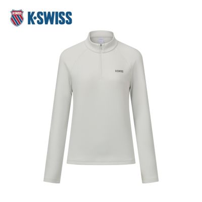 K-SWISS 運動長袖 WS HALF ZIP LS T 立領 女款 白色 1912170-956