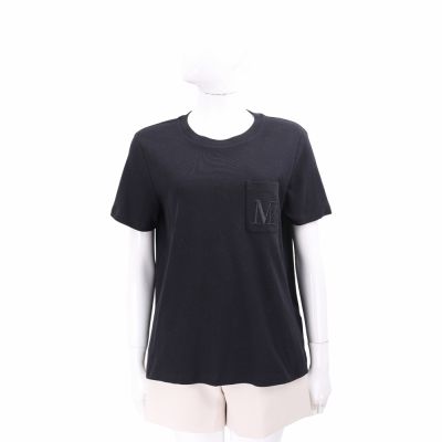 MAX MARA-’S Max Mara MADERA M刺繡 黑色純棉短袖TEE T恤
