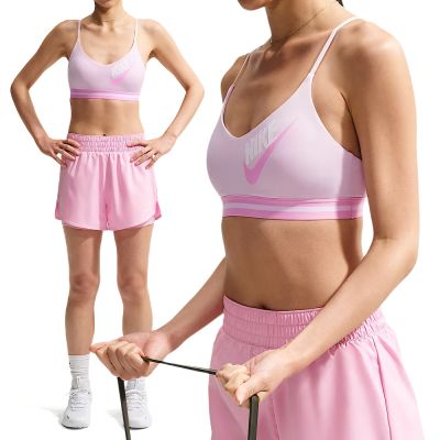 Nike As W Nk Indy Ls Logo Bra 運動內衣 女款 粉色 低強度 速乾 IM9923-583