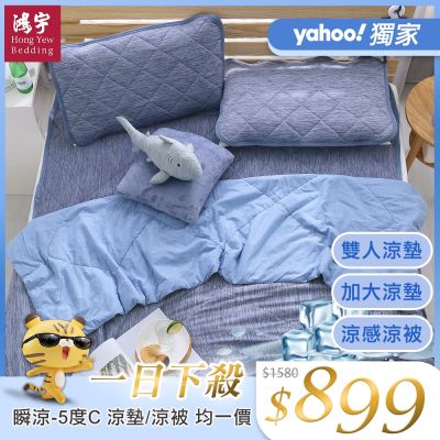 鴻宇 涼感-5度C瞬涼可洗抗菌涼墊/涼被 雙人/加大任選 均一價(限時均一價)