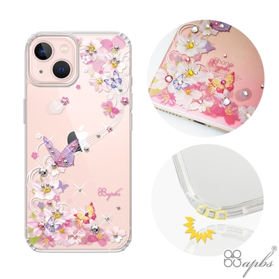 apbs iPhone 13 6.1吋水晶彩鑽防震雙料手機殼-迷蝶香