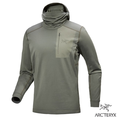 【ARCTERYX 始祖鳥】男 Rho LT Hoody 輕薄保暖連帽長袖套頭衫.休閒運動上衣 X000009423 糧草綠