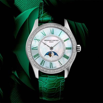 CONSTANT 康斯登 Elegance Luna 珍珠貝月相機械鑽石女錶 開學換新季 送禮推薦-36mm FC-331MPWGRD3BD6