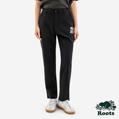 Roots 女裝- ROOTS PATCHES 平織長褲-黑色