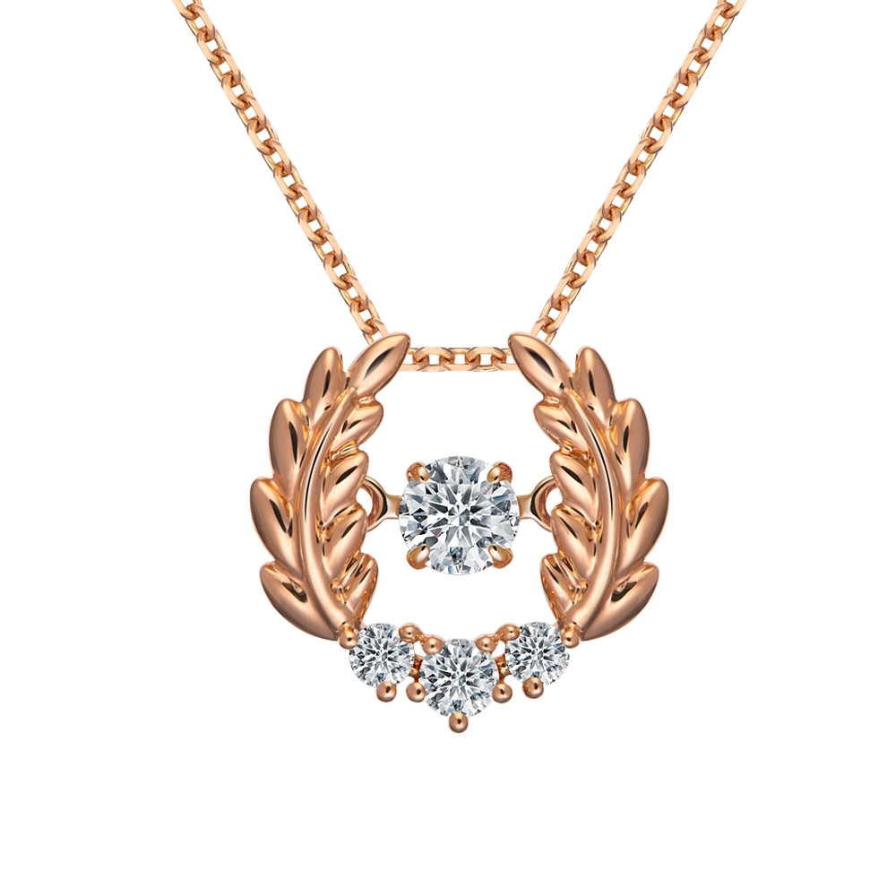 京華鑽石跳舞鑽石項鍊墜飾18K玫瑰金總鑽重0.21克拉Dancing