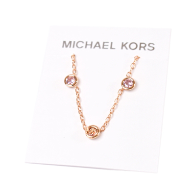 MICHAEL KORS Bezel 方晶鋯石鎖骨鍊-玫瑰金