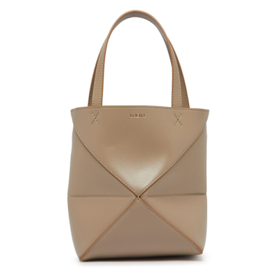 LOEWE 羅威 Mini Puzzle Fold Tote 迷你 小牛皮 折疊 托特包 肩背包 沙色