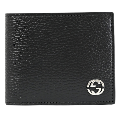 GUCCI 古馳 金屬雙GLOGO4卡對開短夾(黑)