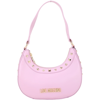 LOVE MOSCHINO HOBO 金屬字母造型鉚釘牛皮手提/肩背腋下包(粉紫色)