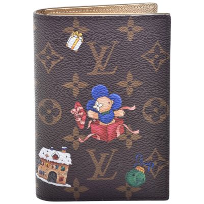 LV Louis Vuitton路易威登 M15327 Vivienne聖誕限定Monogram塗層帆布吉祥物聖誕節圖騰護照夾