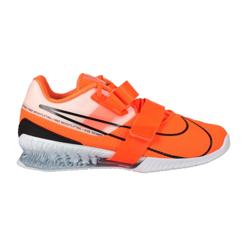 NIKE ROMALEOS 4 男女舉重鞋-重量訓練深蹲蹲舉魔鬼氈CD3463-801 螢光橘