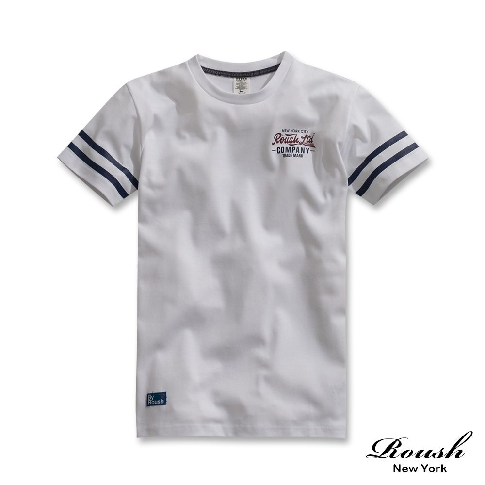 Roush 美式雙袖膠印重磅厚棉短Tee(2611009) (白)