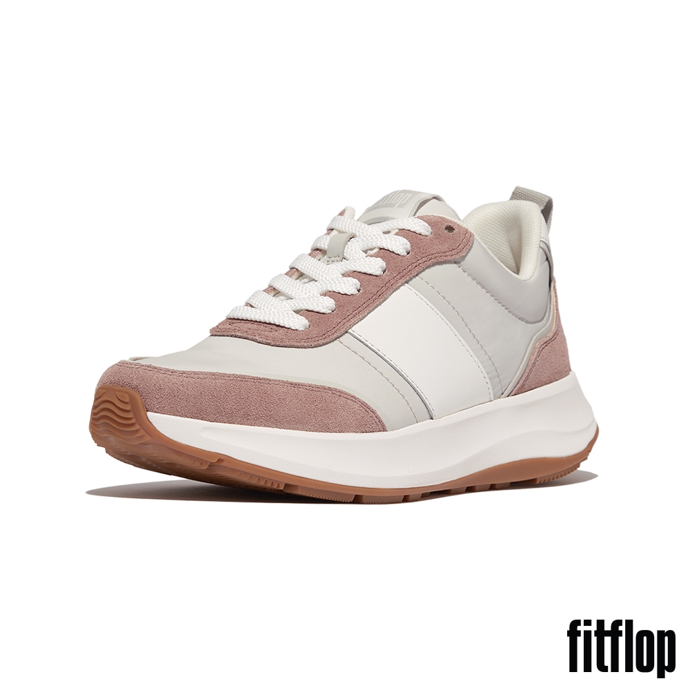 【FitFlop】F-MODE FLOW 皮革/麂皮異材質厚底休閒鞋-女(暗粉紅色混色) (暗粉紅色混色)