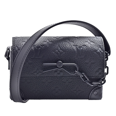 LV Louis Vuitton路易威登 M81746經典STEAMER系列Taurillon皮革斜背小包(黑色)