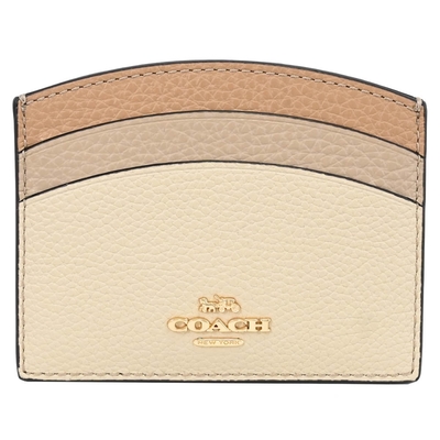COACH 經典LOGO撞色輕巧隨身卡夾/證件夾(象牙白)