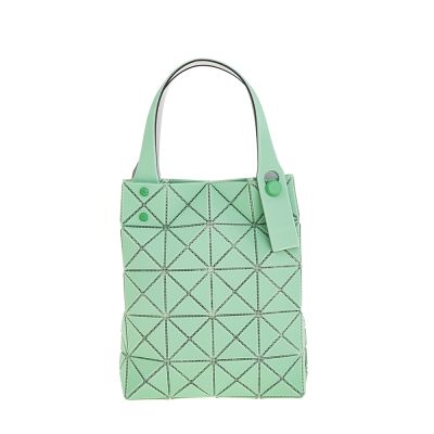 ISSEY MIYAKE 三宅一生 BAOBAO 新款PRISM PLUS三角格皮質5X4小型手提包 (淡綠)
