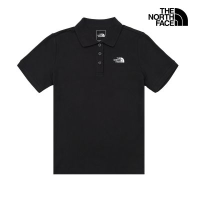 【The North Face 官方旗艦】北面女款黑色舒適短袖POLO衫｜8FZUJK3