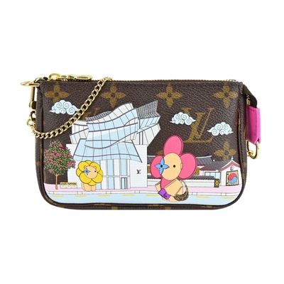 LOUIS VUITTON路易威登 Louis Vuitton  限量MINI POCHETTE吉祥物首爾專門店帆布手提/晚宴包(迷你/粉)M81633