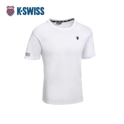 K-SWISS 排汗T恤 26SS PF TEE 13 M 吸濕排汗 短上衣 男短袖上衣 白色 1013705-100