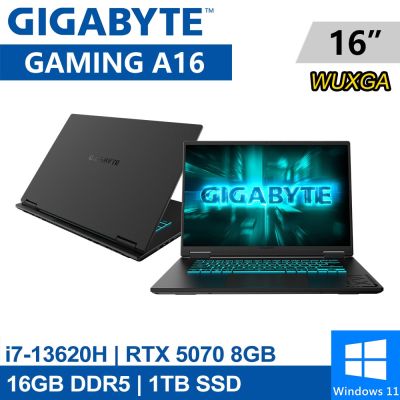 GIGABYTE技嘉 技嘉 GAMING A16 CWHI3TW894SH 16吋 黑(i7-13620H/16G DDR5/1TB PCIE/RTX5070 8G/W11)