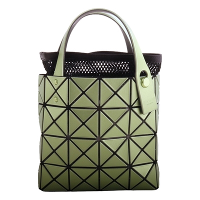 ISSEY MIYAKE  BAOBAO幾何方格附折疊購物袋小手提包(珍珠綠)S款