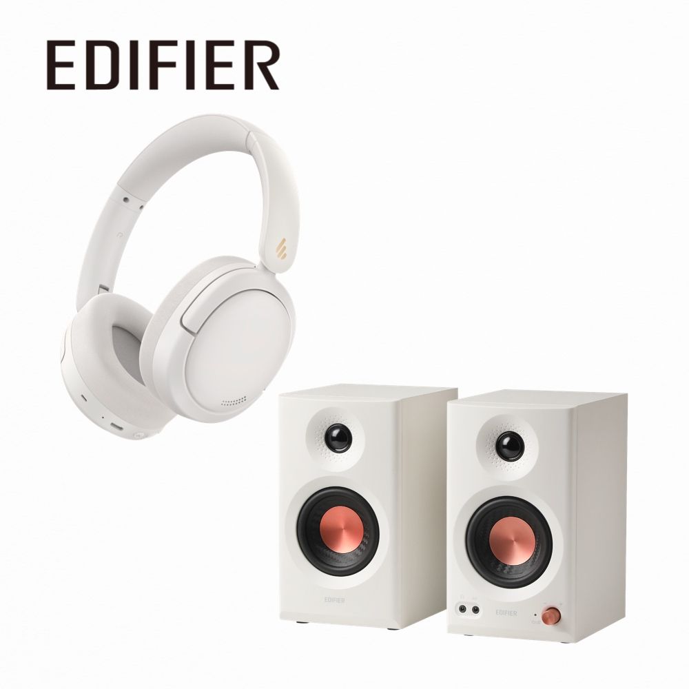 EDIFIER MR3 2.0專業監聽喇叭+W800BT Pro 無線降噪耳罩耳機| EDIFIER