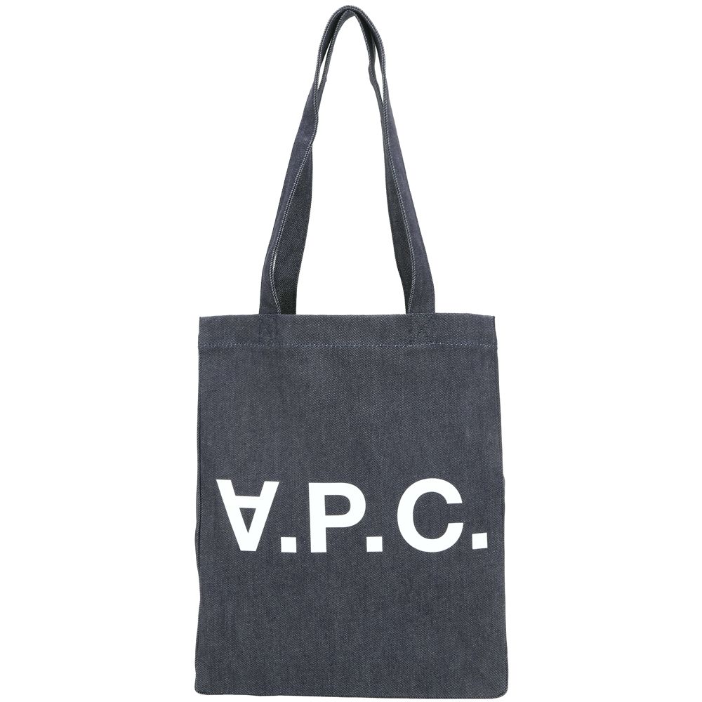 A.P.C. Laure 反向字母印花日本丹寧布手提 肩背托特包(藍色)