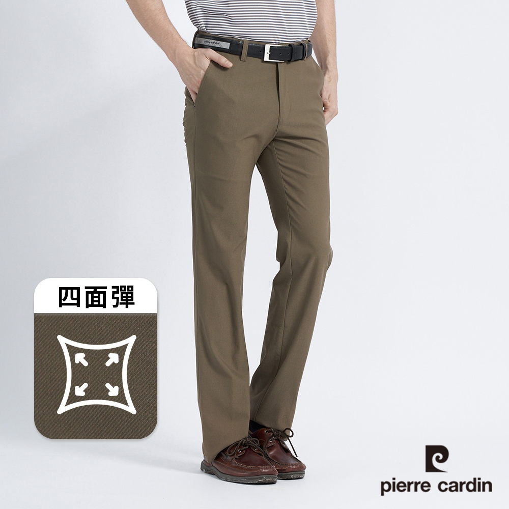 pierre cardin 皮爾卡登 男款 四面彈舒適透氣內伸縮腰頭休閒長褲-褐色(7227881-85) (褐色系)