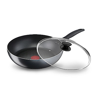 Tefal法國特福 極致黑艷系列28CM不沾深平底鍋+玻璃蓋