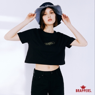 BRAPPERS 女款 SURF IS LIFE繡花T恤-黑