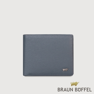【BRAUN BUFFEL 德國小金牛】台灣總代理 瓦拉頓-TW 12卡中間翻透明窗短夾-深藍色/BF537-317-MAR