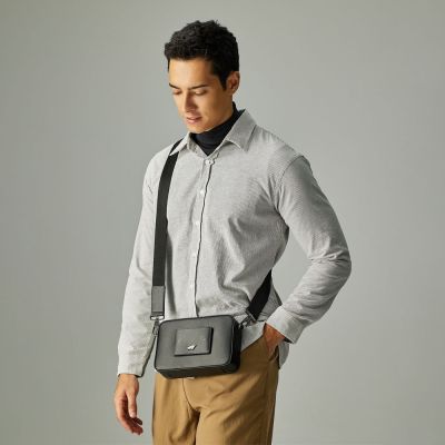 【BRAUN BUFFEL 德國小金牛】台灣總代理 卡特 橫式斜背包-黑色/BF585-60-BK