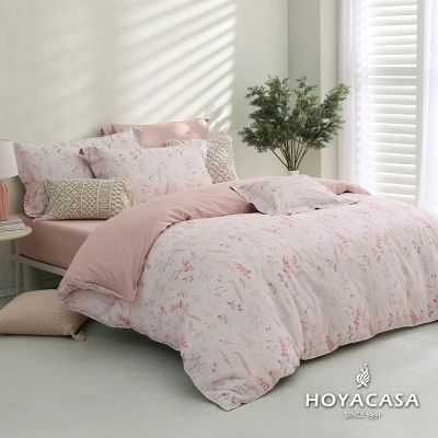 HOYACASA 特大300織抗菌沐光長絨棉兩用被床包組-柔卉絮語