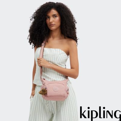 『牛角包』Kipling 珊瑚粉小巧多層側背包-GABBIE MINI