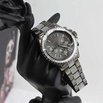 MICHAEL KORS 經典MK三眼不繡鋼手錶 42mm(黑)