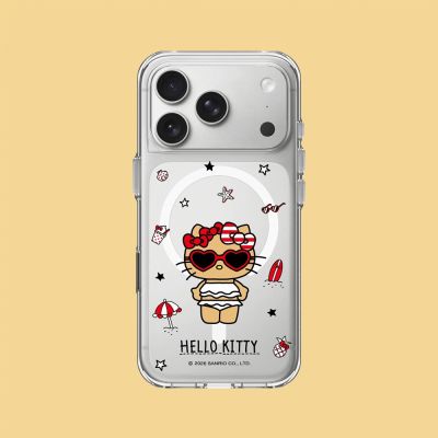 犀牛盾 iPhone Clear MagSafe兼容 抗黃化透明防摔磁吸手機殼/Hello Kitty-愛心墨鏡