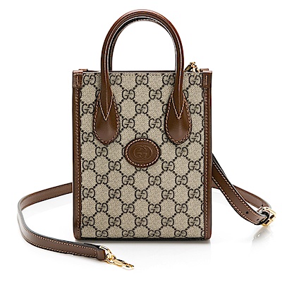 【GUCCI 古馳】 Minibolso迷你咖邊托特.斜背包