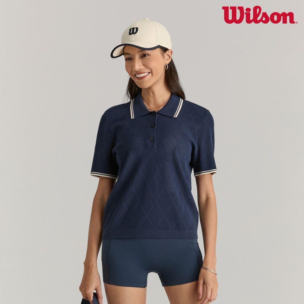 【Wilson威爾森】Addison Knit Polo Classic 女款 服飾 Polo衫 海軍藍 (海軍藍)