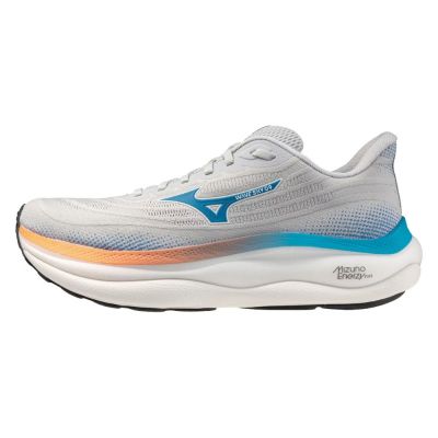 Mizuno 美津濃 Wave Sky 9 J1GC251161 男 慢跑鞋 支撐 緩震 競速 淺灰 藍橘