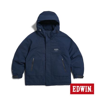 EDWIN 男裝 衝鋒羽絨連帽外套-丈青色