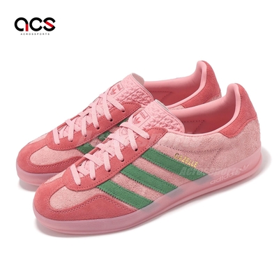 adidas 休閒鞋 Gazelle Indoor W 女鞋 粉 綠 麂皮 復古 三條紋 愛迪達 IG6782